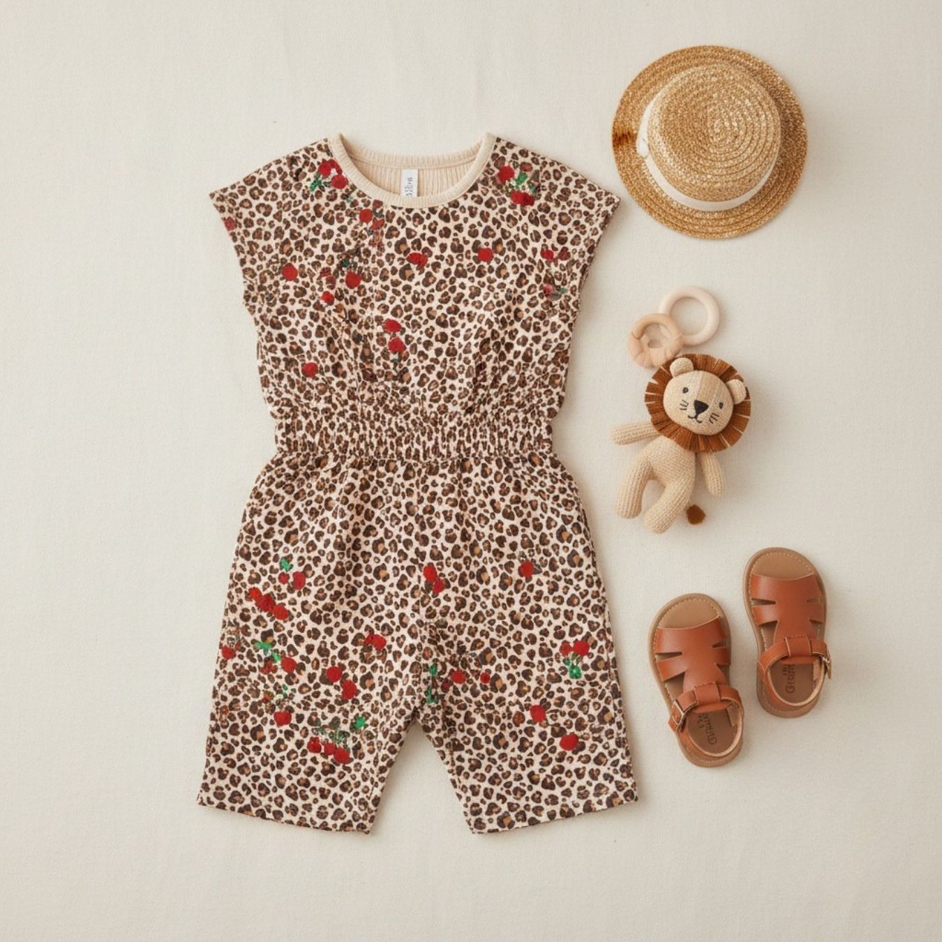Cherry Roar Animal Fruit Print Knitted Cotton Jersey 190gsm Dress Fabric Unitard
