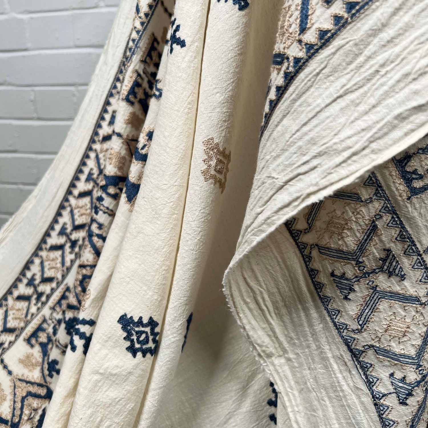 Abstract Embroidered Polyester Cotton Dress Fabric