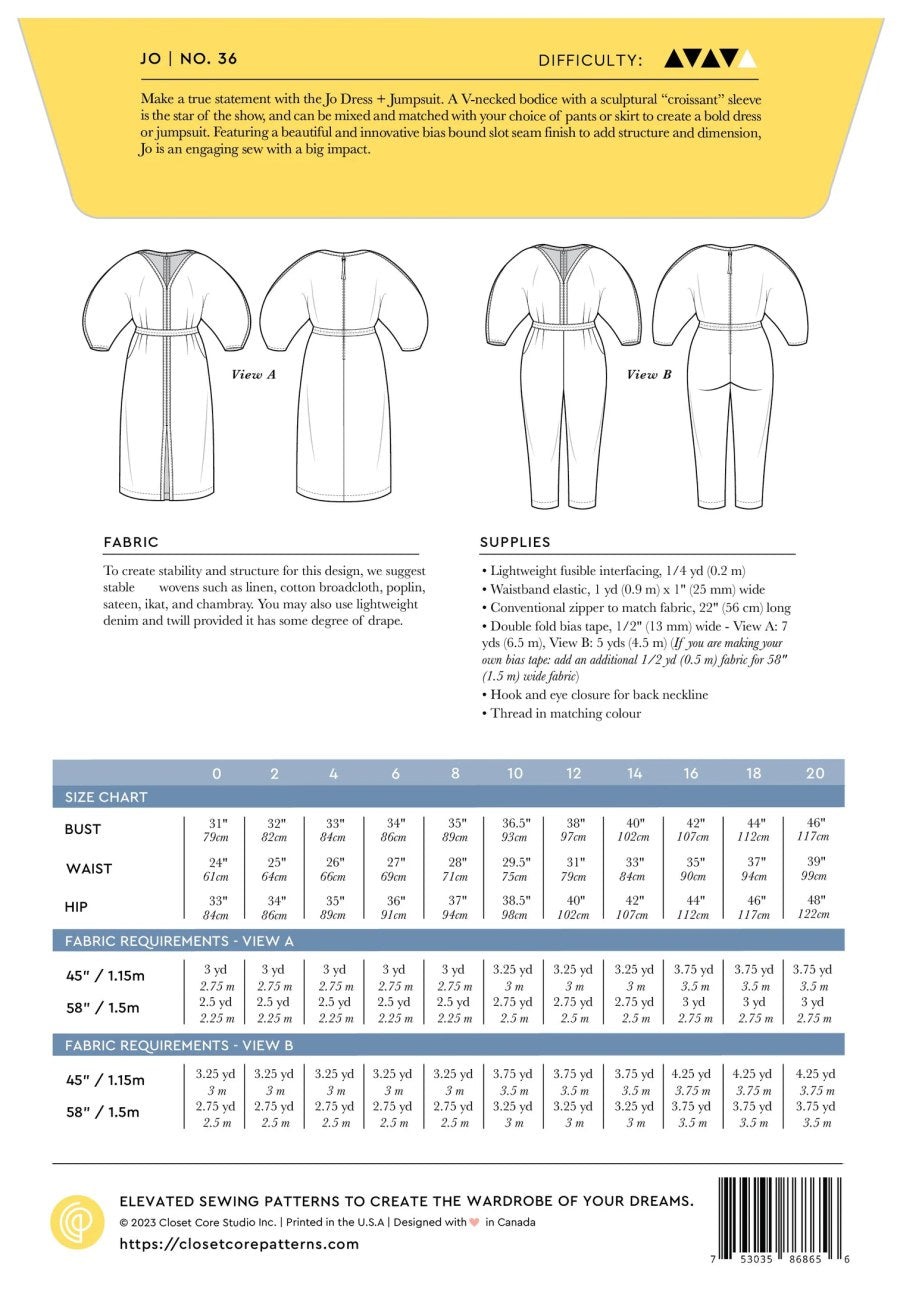 Closet Core Patterns - Jo Dress & Jumpsuit Pattern