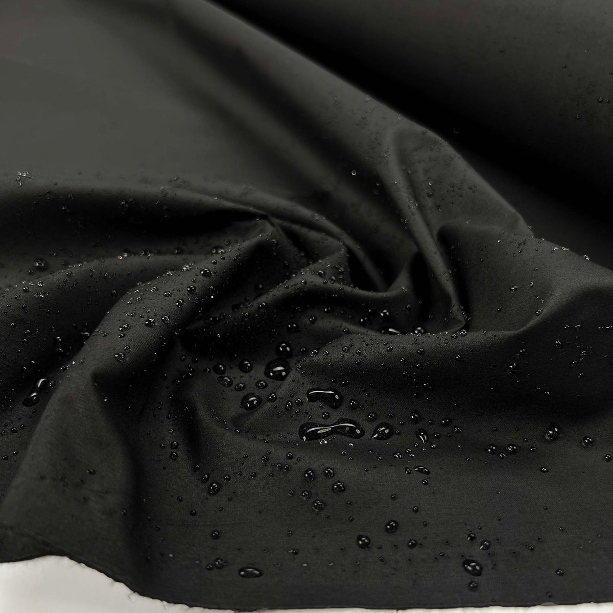 Coalbrook Wax Cotton Black Plain British Fabric Splash
