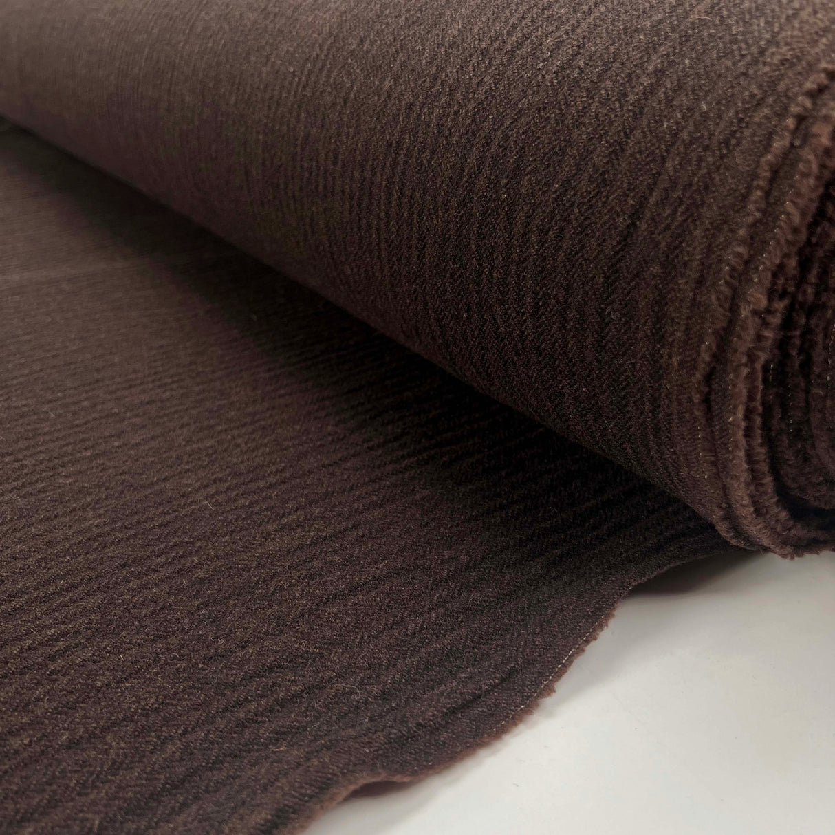 Cocoa Butter Wool Polyester Elastane Brown Herringbone Coating Fabric Roll
