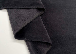 Comfort Velour Black Polyester Elastane Soft Fleece Jersey Fabric Fold