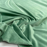 Comfort Velour Mint Green Polyester Elastane Soft Fleece Jersey Fabric Close up 