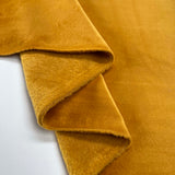 Comfort Velour Mustard Yellow Polyester Elastane Soft Fleece Jersey Fabric Fold