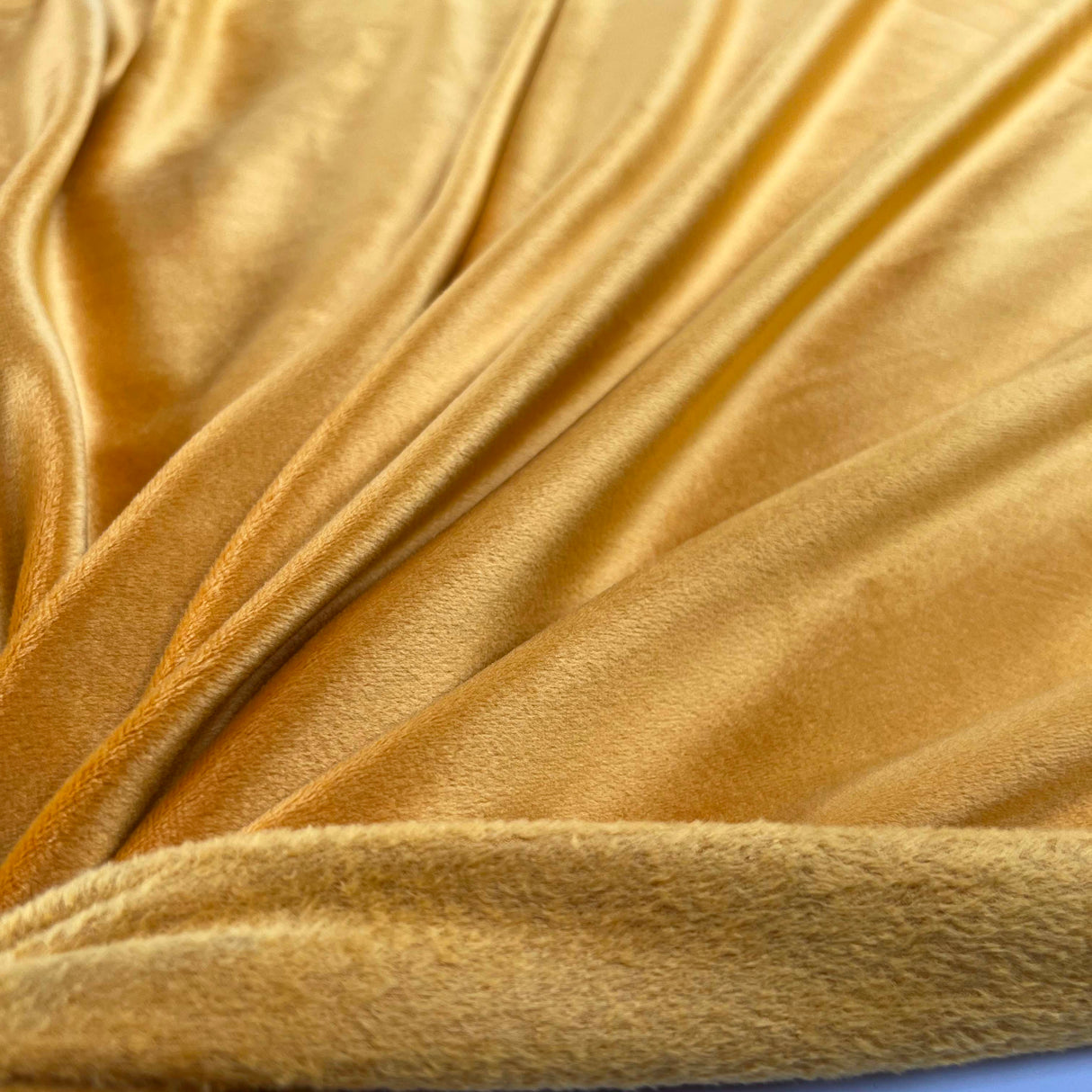Comfort Velour Mustard Yellow Polyester Elastane Soft Fleece Jersey Fabric Stretch