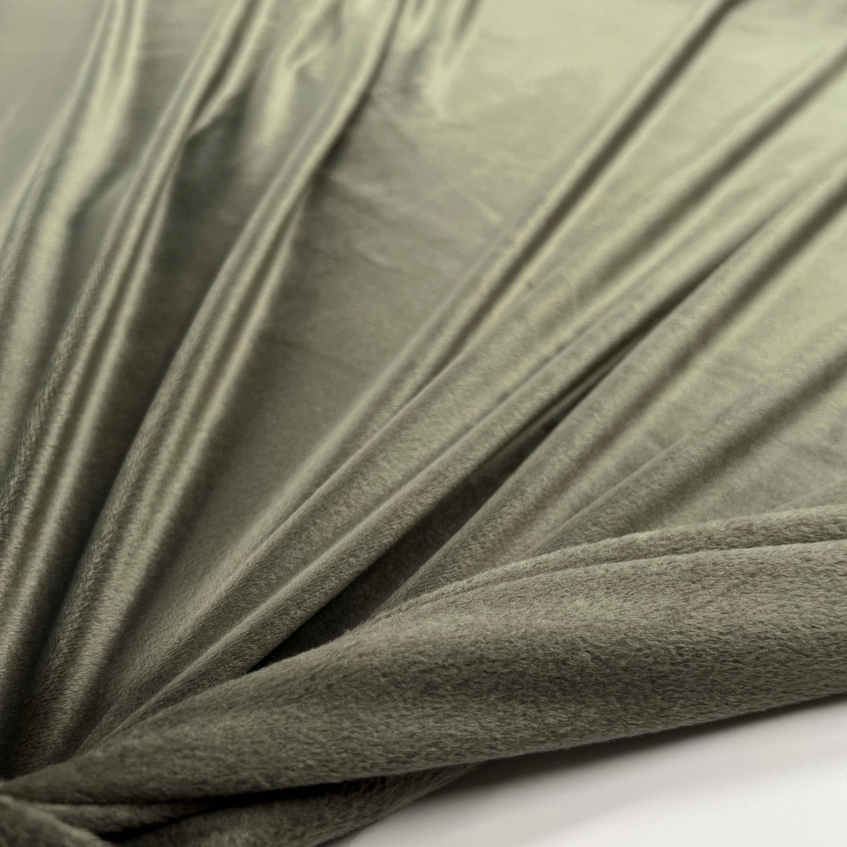 Comfort Velour Olive Green Polyester Elastane Soft Fleece Jersey Fabric Stretch