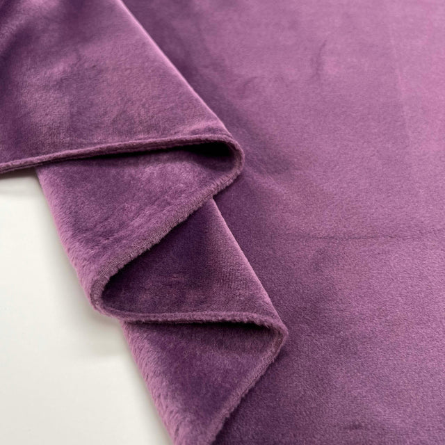 Comfort Velour Purple Polyester Elastane Soft Fleece Jersey Fabric Fold