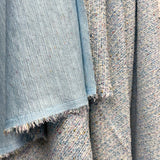 Confetti Tweed Aqua Blue Poly Cotton Metallic Jersey Fabric Hang