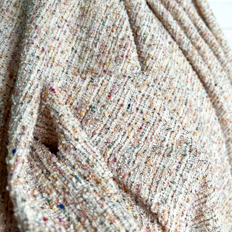 Confetti Tweed Peach Poly Cotton Metallic Jersey Fabric CU