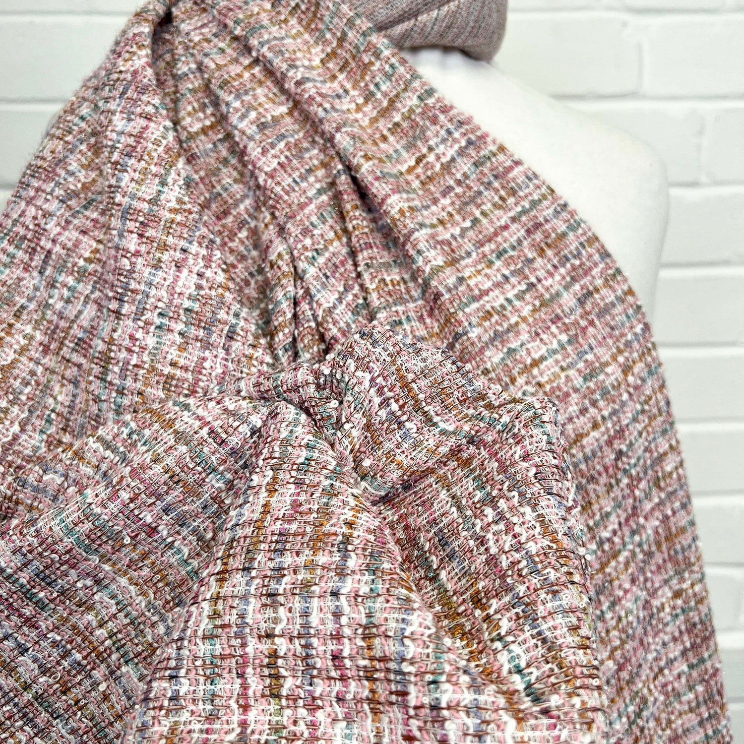 Confetti Tweed Pink Polyester Metallic Elastane Jersey Fabric CU
