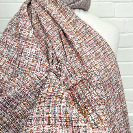 Confetti Tweed Pink Polyester Metallic Elastane Jersey Fabric CU