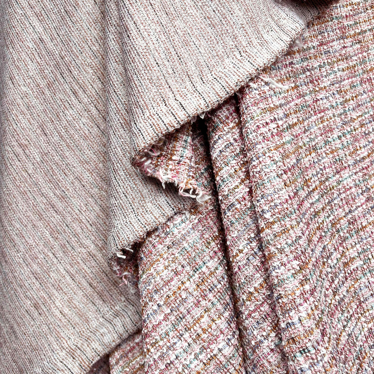 Confetti Tweed Pink Polyester Metallic Elastane Jersey Fabric Hang