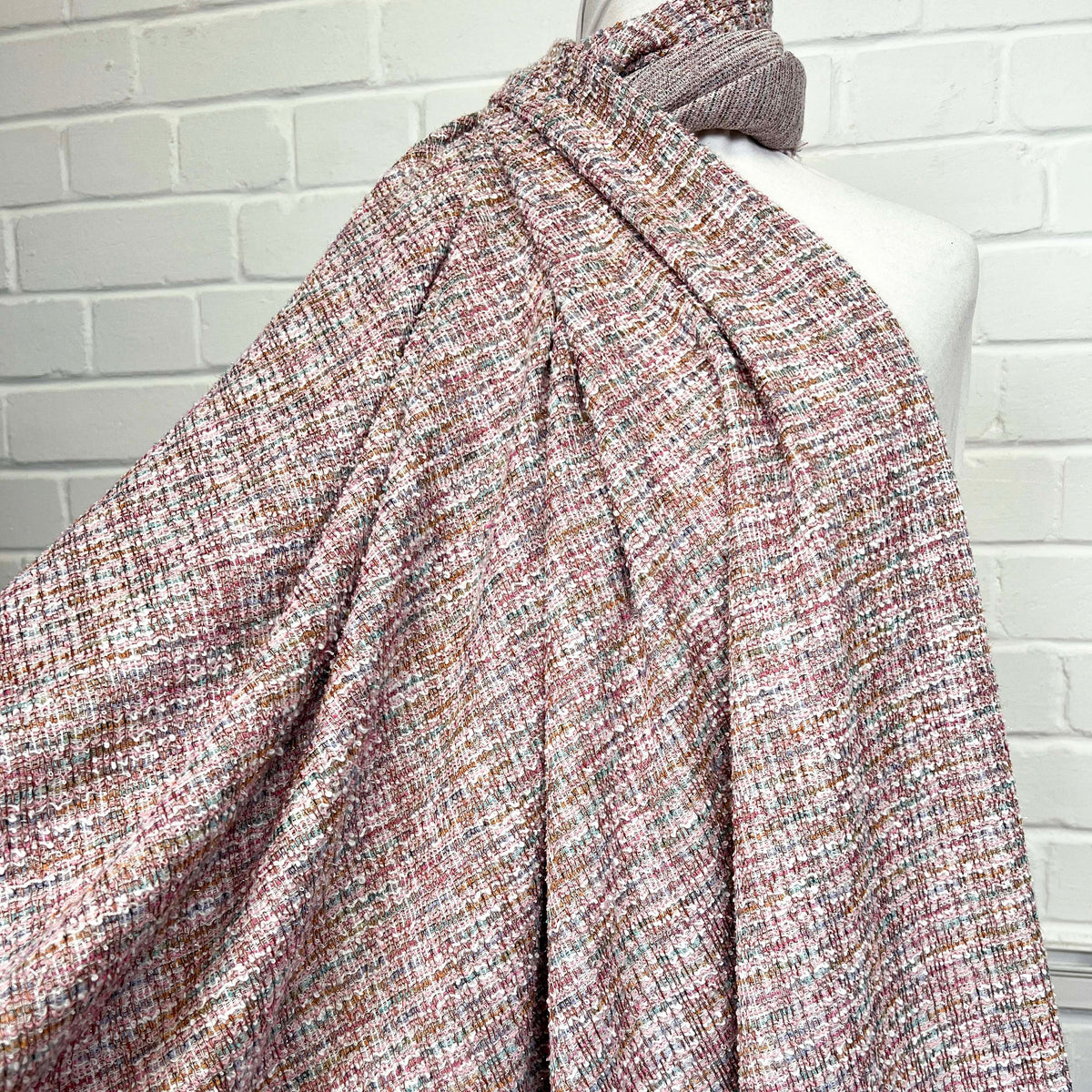 Confetti Tweed Pink Polyester Metallic Elastane Jersey Fabric Mannequin