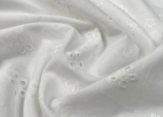 Cotton Anglaise Laurel Off White Floral Embroidered Woven Dress Fabric CU