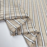 PolyCotton Dress Fabric Cotton Blend Shirting Beige Stripe Fold