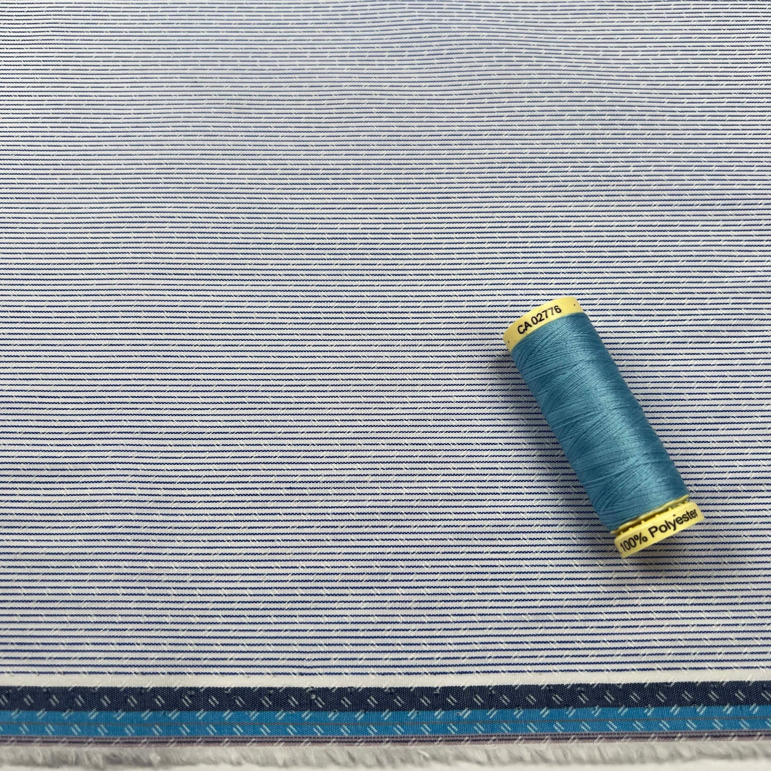 Cotton Camiceria Italian Blue White Pinstripe Fleck Shirt Fabric Thread