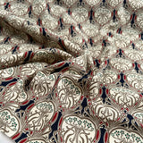 Cotton Canvas Art Noveau Abstract Red Navy Print Woven Fabric CU