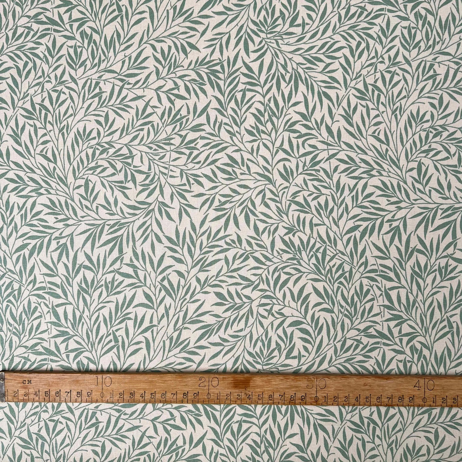 Green Natural Leaf Print Craft Fabric Cotton Canvas - Palms Sage Ruler