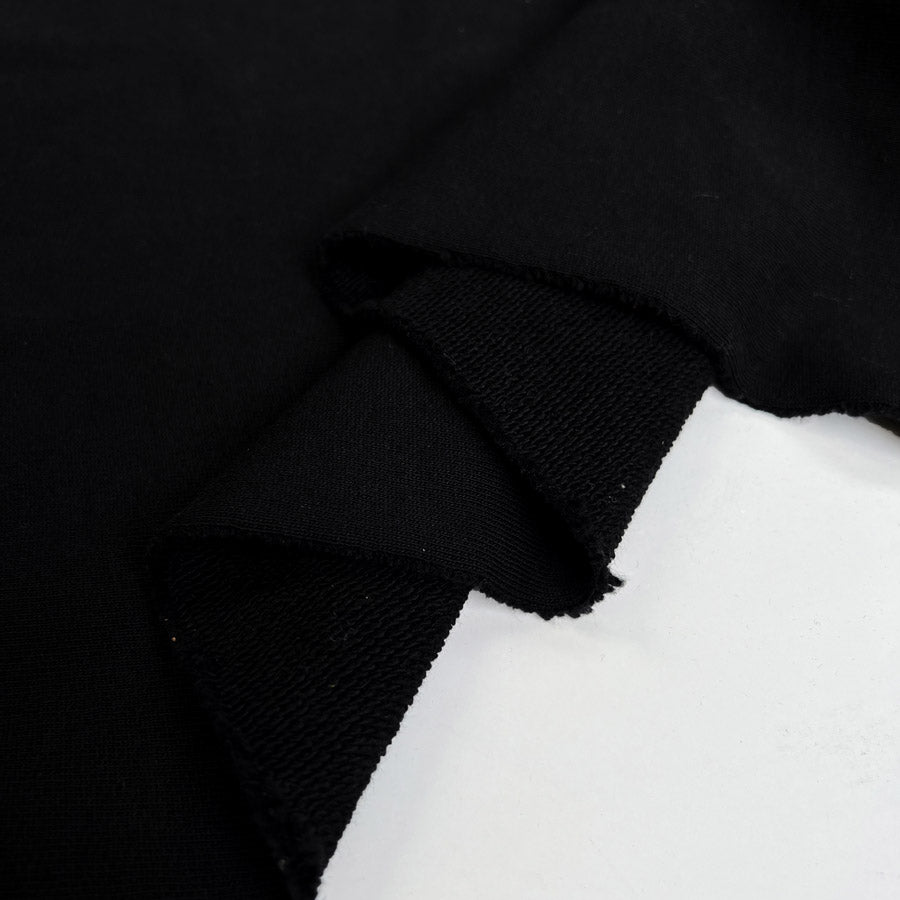 Stretch Dressmaking Fabric Cotton Looped Back Jersey - Black Fold