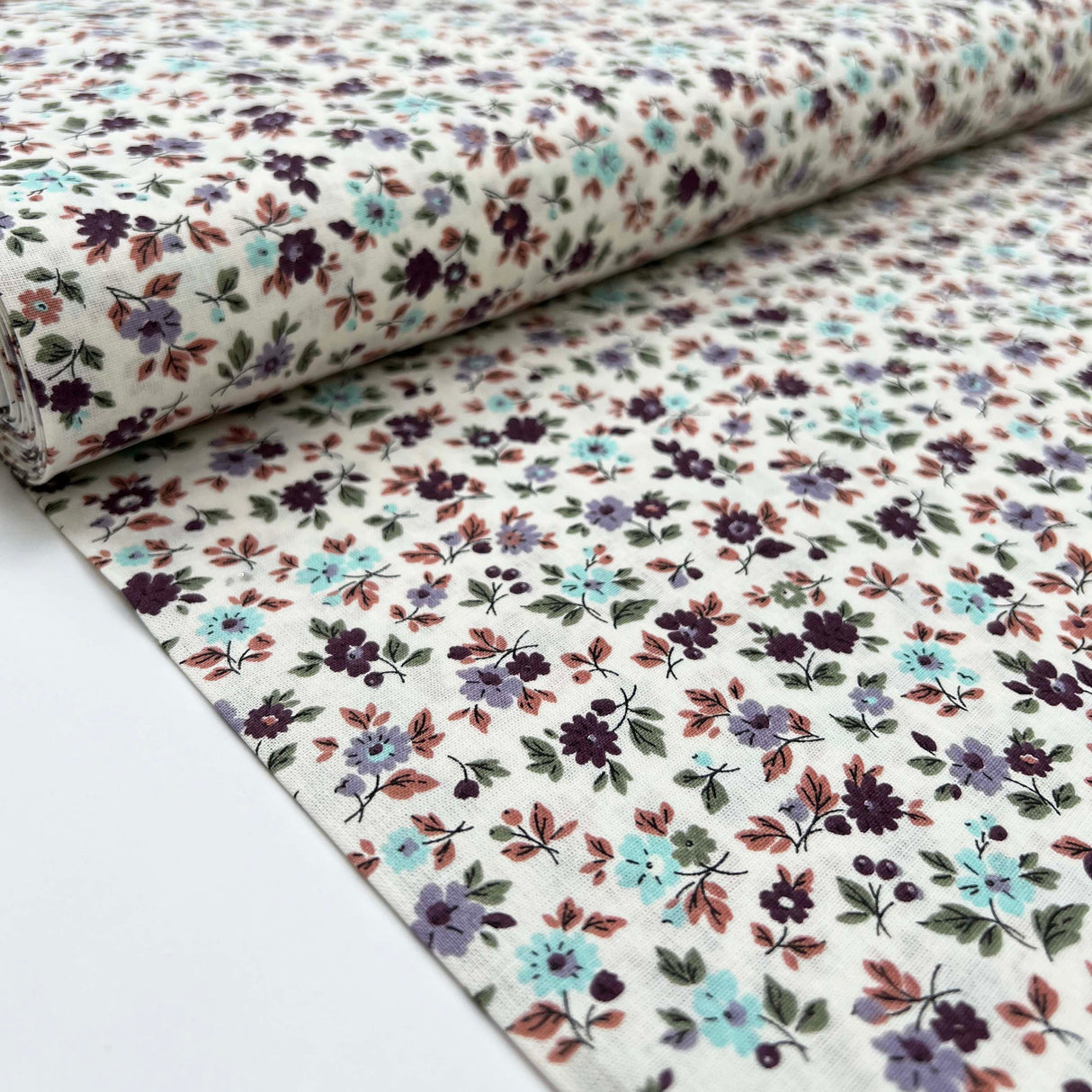 Cotton Poplin Dahl Flower Off White Floral Print Dress Fabric Bolt