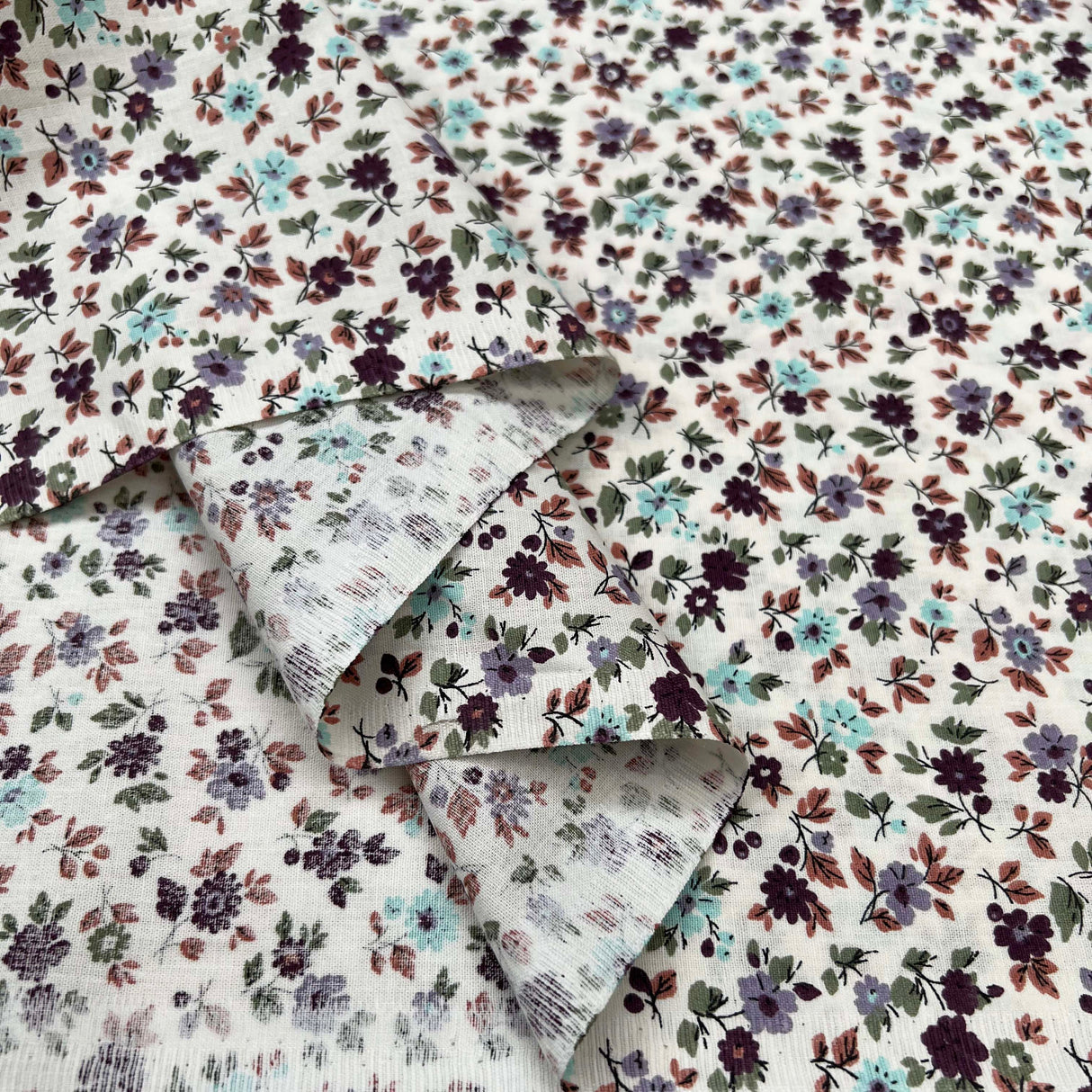 Cotton Poplin Dahl Flower Off White Floral Print Dress Fabric Roll