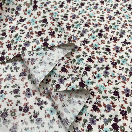 Cotton Poplin Dahl Flower Off White Floral Print Dress Fabric Roll