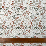 Cotton Poplin Soft Meadow Floral Off White Brown Green Woven Dress Fabric Ruler