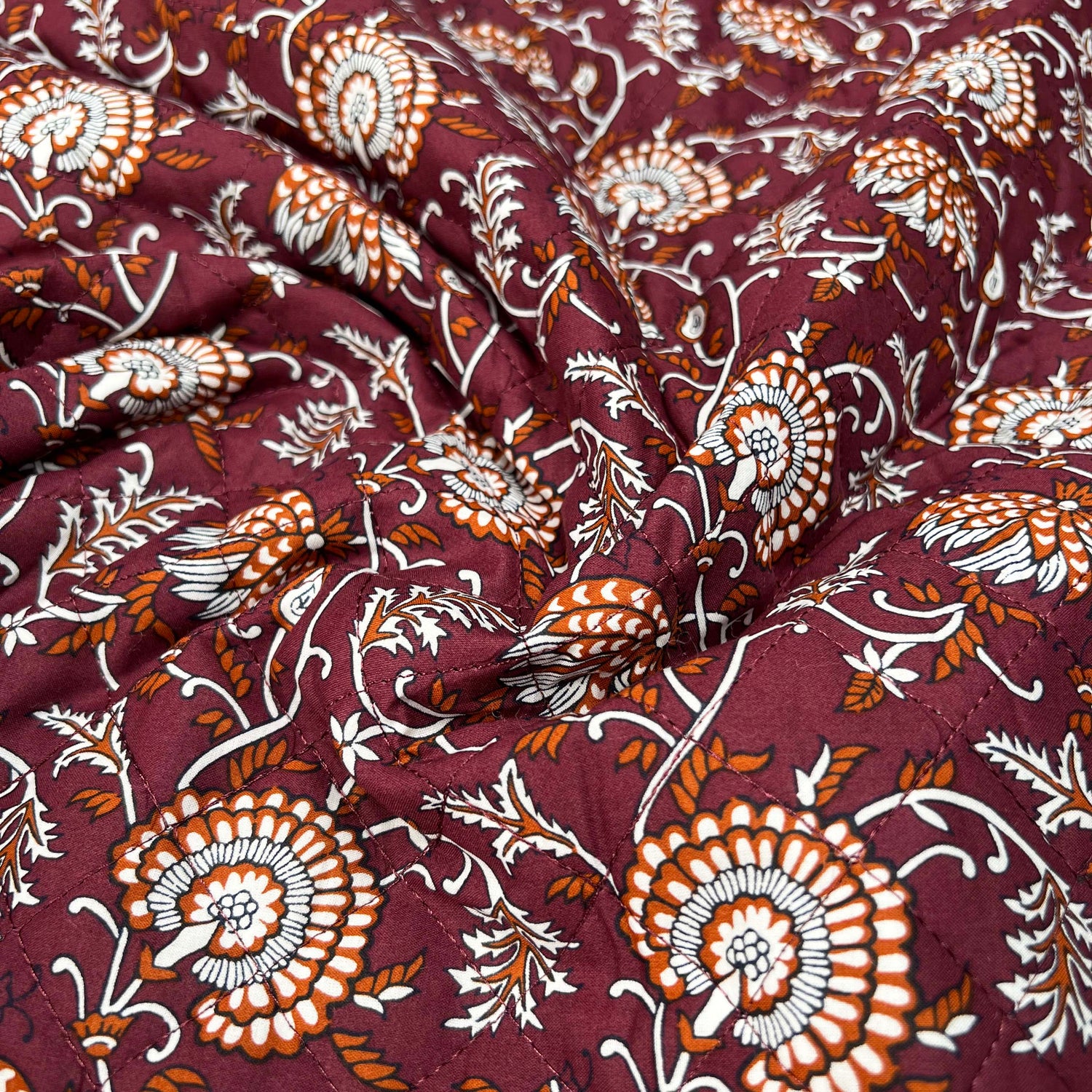 Cotton_Quilted_Voile_Retro_Diamnd_Abstract_Orange_Wadded_Reversible_Coating_Fabric_Face
