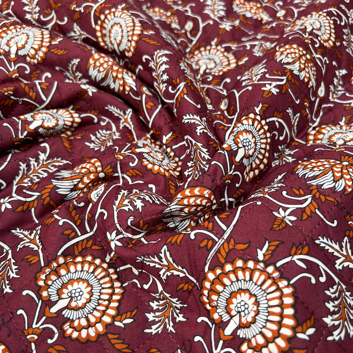 Cotton_Quilted_Voile_Retro_Diamnd_Abstract_Orange_Wadded_Reversible_Coating_Fabric_Face