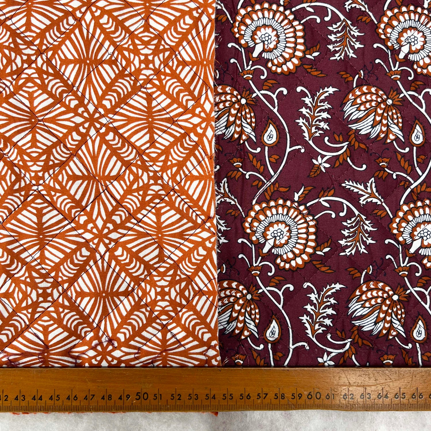 Cotton_Quilted_Voile_Retro_Diamnd_Abstract_Orange_Wadded_Reversible_Coating_Fabric_Ruler