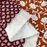 Cotton_Quilted_Voile_Retro_Stripe_Floral_Orange_Wadded_Reversible_Coating_Fabric_Fold