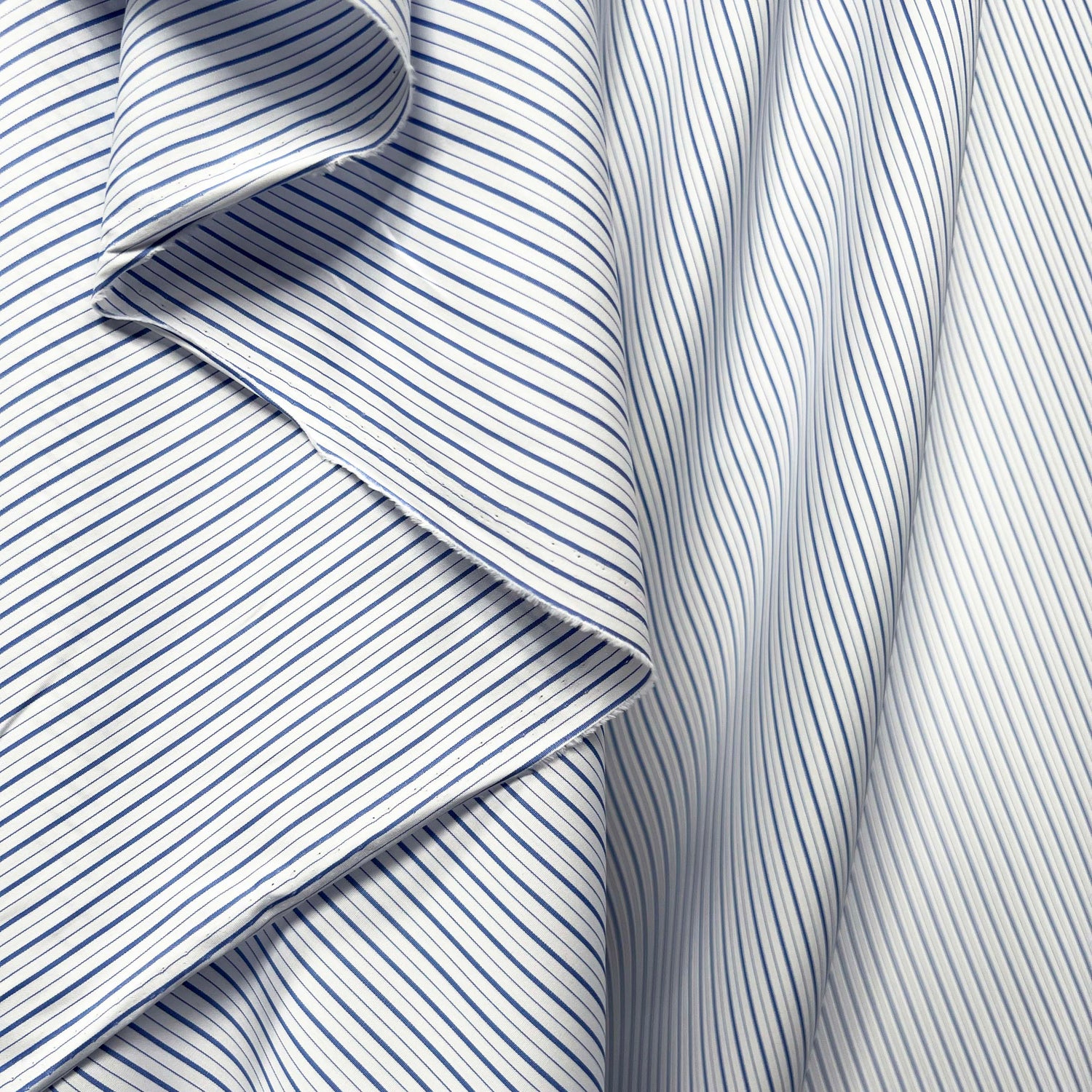 Cotton Rigato Double Blue White Italian Stripe Fabric Hang