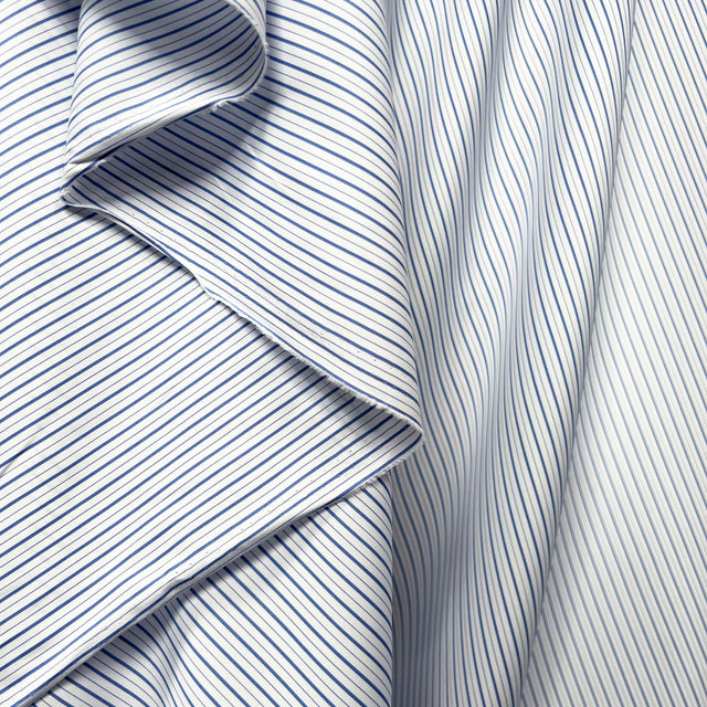 Cotton Rigato Double Blue White Italian Stripe Fabric Hang