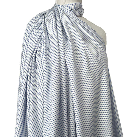 Cotton Rigato Double Blue White Italian Stripe Fabric mannequin