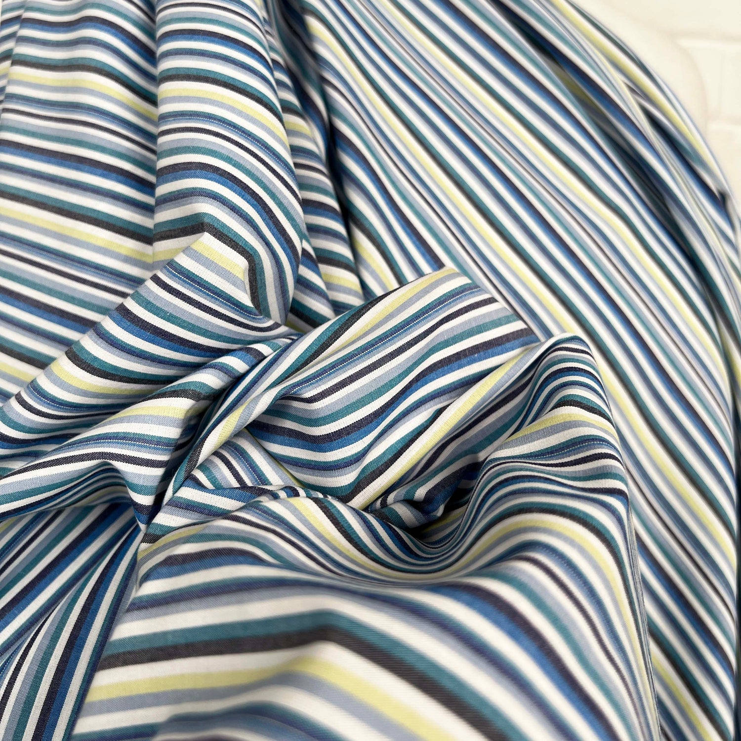Cotton Rigato Lagoon Blue Italian Stripe Fabric CU