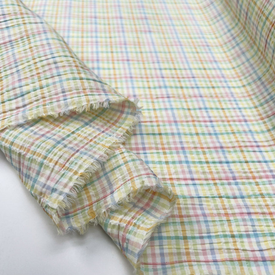 Cotton Seersucker - Pastel Check