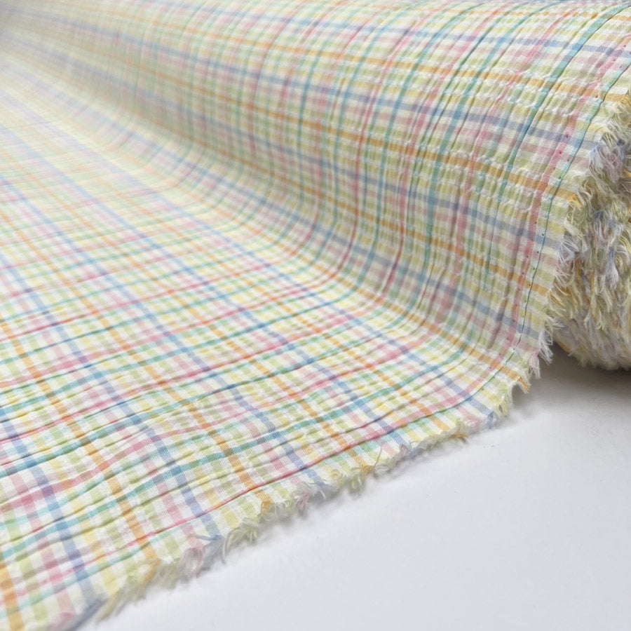 Cotton Seersucker - Pastel Check