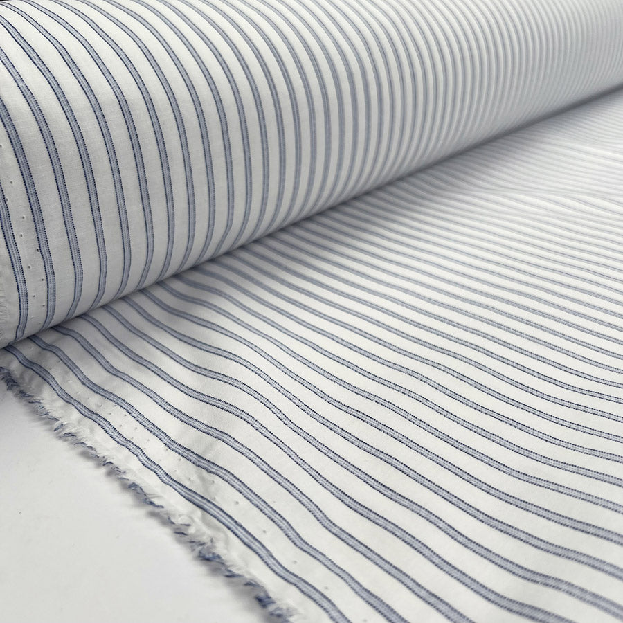 Cotton Shirting - Ice Blue Stripe