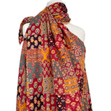 Cotton Voile Asha Red Patchwork Abstract Batik Printed Oeko Tex Dress Fabric Mannequin