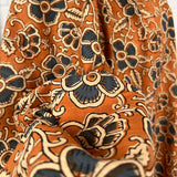Cotton Voile Diya Orange Floral Abstract Batik Printed Oeko Tex Fabric Close Up