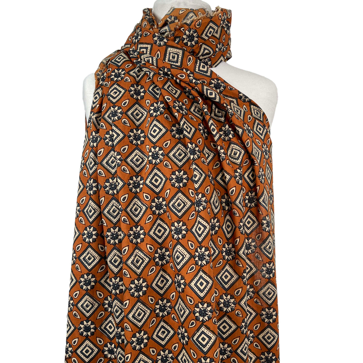Cotton Voile Kiara Orange Abstract Batik Printed Oeko Tex Fabric mann