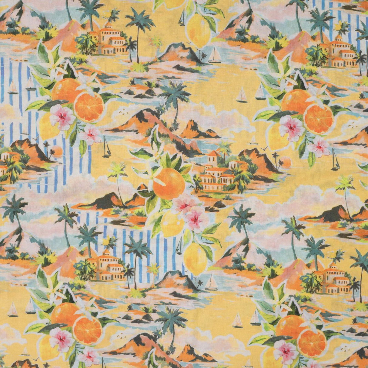Cotton Voile La Dolce Vita Printed Cotton Voile 70gsm Dress Fabric Flat