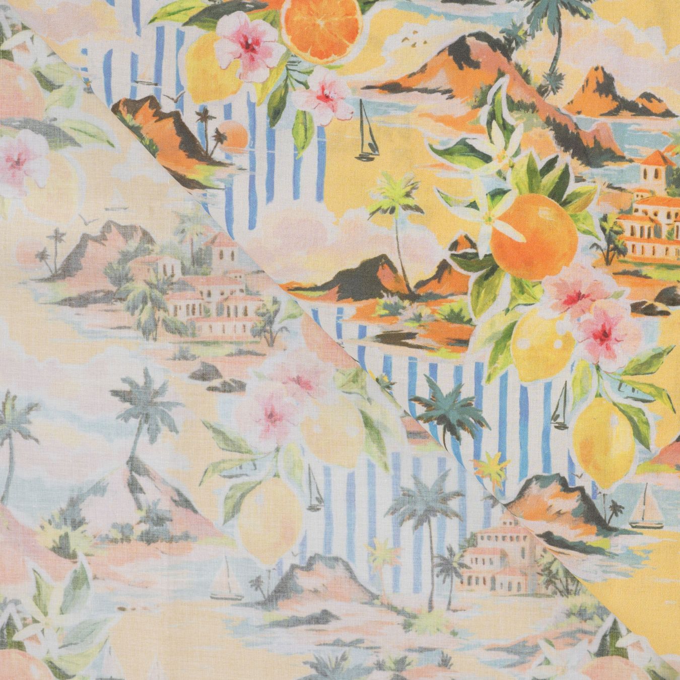 Cotton Voile La Dolce Vita Printed Cotton Voile 70gsm Dress Fabric Fold