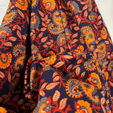 Cotton Voile Myra Navy Floral Abstract Batik Printed Oeko Tex Fabric Close up 