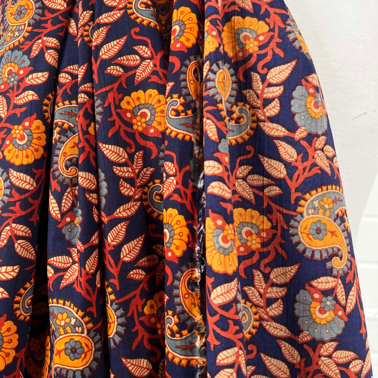 Cotton Voile Myra Navy Floral Abstract Batik Printed Oeko Tex Fabric Fold