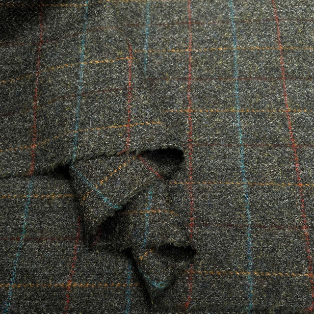 British 100% Wool Tweed Suiting Fabric  Countryfile - Forest Check Fold