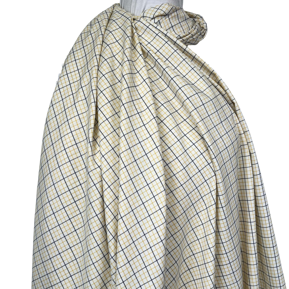 Cream & Yellow Check Cotton Twill Shirting Fabric Country House Mannequin
