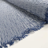 Crinkle Seersucker Stripe Blue Cotton Polyester Elastane White Woven Dress Fabric Roll