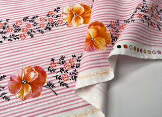 Printed Cotton Canvas Fabric Designers Guild - Pansey Stripe - Pink Fold