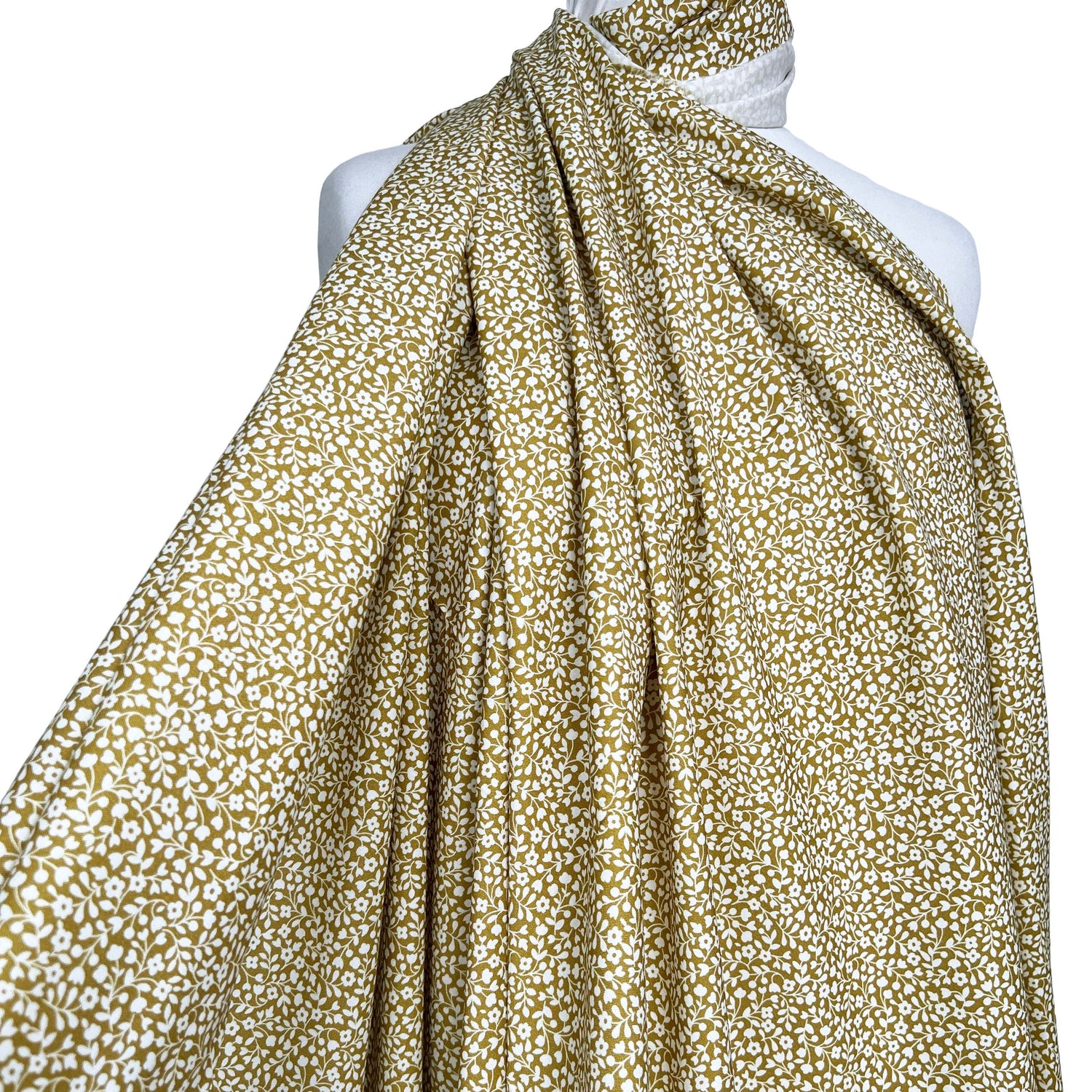 Floral Craft Quilting Cotton Fabric Dashwood Cotton - Golden Ochre Mannequin